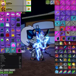 Blox Fruits Max Account | V4 Shark | Dough, Magma Perm | Godhuman | Lvl 2800 |CDK | 2X Mastery 2X Money