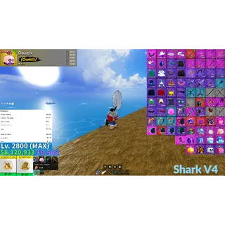 Blox Fruits Max Account | V4 Shark Full Gear | Dough Perm | Godhuman | Lvl 2800 |CDK | 2X Mastery 2X Money