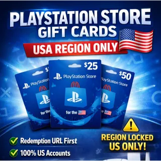 $25 USD PlayStation Store Gift Card (US Region) | Instant Delivery | 100% Valid Code