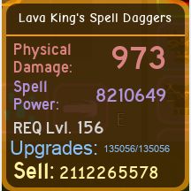 Gear Lava Kings Spell Daggers In Game Items Gameflip - roblox dungeon quest the king