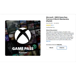 Microsoft Xbox Game Pass 3 month Premium Membership | US United States | Digital Code | Automatic Instant Delivery