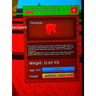 Rainbow hatched elephant 11.69kg + rbh dilo, For Joshua S