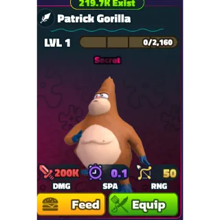 PATRICK GORILLA  - COMES NC AND WITH A PATTY RELIC AND MAX LVL  - SPONGEBOB TOWER DEFENSE 