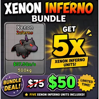 XENON INFERNO - COMES 37QA, CAN GO TO 900QA RAINBOW (x5 xenon infernos) FUSE TO MAKE 1QI - 5QI UNITS 