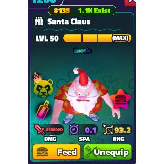 Santa claus -GOLD SERIAL -SPONGEBOB TOWER DEFENSE -LVL 50 NC PP 