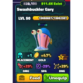 SWASHBUCKLER GARY 5S LVL 100 SPONGEBOB TOWER DEFENSE 