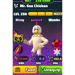 MR.SEA CHICKEN SUPER STAR RAINBOW #67 LIMITED UNIT -SPONGEBOB TOWER DEFENSE * collector's item 