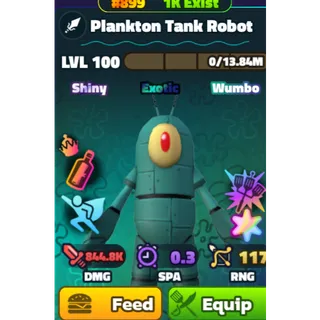 PLANKTON TANK ROBOT SUPER STAR GOLD SERIAL -SPONGEBOB TOWER DEFENSE (COLLECTORS ITEM) 