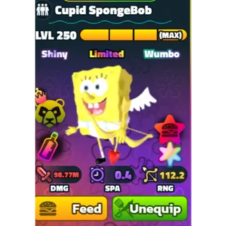 CUPID SPONGEBOB -VALENTINES EVENT LIMITED UNIT -SPONGEBOB TOWER DEFENSE (RAINBOW SERIAL #30 )