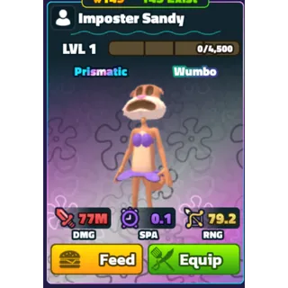 IMPOSTER SANDY *WUMBO GOLD # - SPONGEBOB TOWER DEFENSE less than 150 exist !
