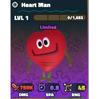 HEART MAN -COMES WITH RELIC -SPONGEBOB TOWER DEFENSE 