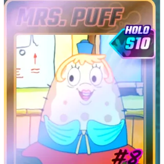 GRADE 10 HOLO RAINBOW SERIAL #8 MRS PUFF CARD -SPONGEBOB TOWER DEFENSE 