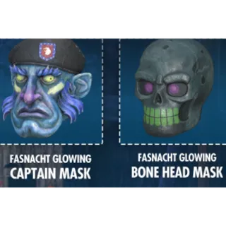 FASNACHT GLOWING CAPTAIN MASK+FASNACHT GLOWING BONE HEAD MASK