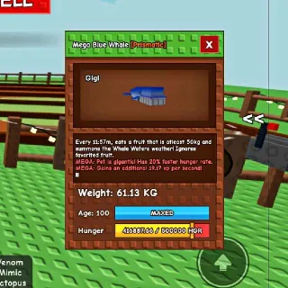 MEGA BLUE WHALE 61KG | GROW A GARDEN