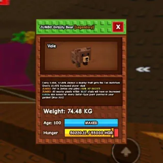 JUMBO TITANIC GRIZZLY BEAR 74KG | GROW A GARDEN