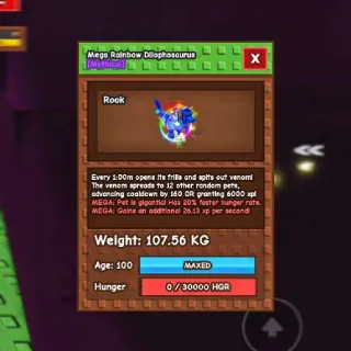 MEGA COLOSSAL RAINBOW (HATCHED) DILO 107.56KG | GROW A GARDEN