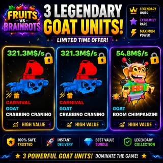 2x Carnival Crabbino Cranino + Boom Chimpanzini | Fruits vs Brainrots