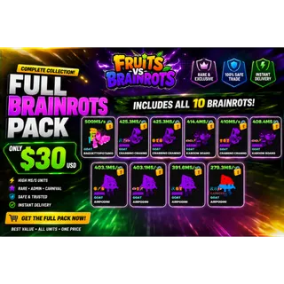 🔥 Fruits vs Brainrots – FULL BRAINROTS PACK 🔥 Selling this full Brainrots bundle for $30 USD 🎮
