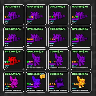 FULL PACK  FRUITS VS BRAINROTS 16x Brainrot + 10x Sheriff Peas