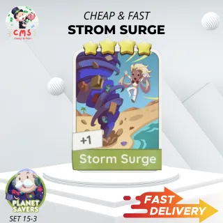 Monopoly GO Sticker 4 Star - STORM SURGE (SET 15-1 PLANET SAVER ) CHEAP & FAST!