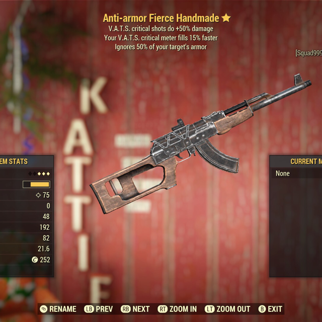 Weapon Anti Armor Handmade Double Vats Build At Crit Monster In Game Items Gameflip