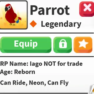 neon FR Parrot Adopt me