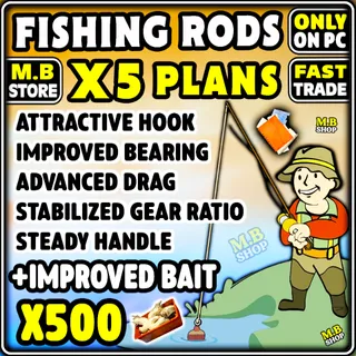 FALLOUT 76 Fishing rods X5 PLANS 