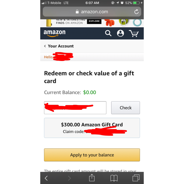 Amazon gift card checker