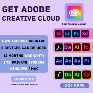 ADOBE CREATIVE CLOUD ACCOUNT 12 MONTHS UPGRADE OWN YOUR EMAIL