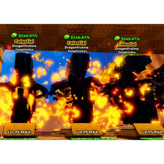 Kick A Lucky Block 🌋3x Volcanic Dragonfrutina Dolphinita Celestial | 246.6T/s
