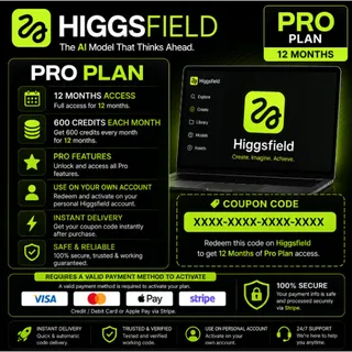 Higgsfield Pro 12 Month Active Link Instant Delivery