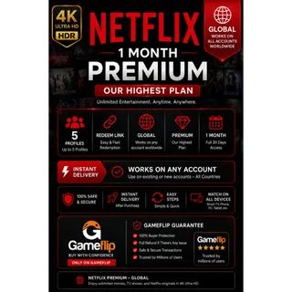 NetFlix 4K UHD 1 Month Redeem Link Global