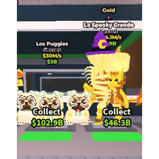 🔥【BUNDLES】✮ 2 Items : 🦮💸 Los Puggies 30M/S ➕ 🪙 Gold La Spooky Grande 104M/S ✅ instant delivery