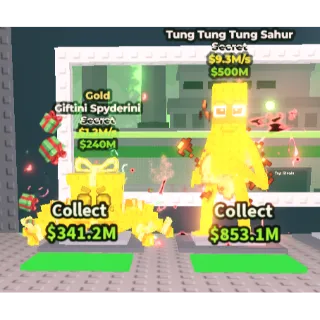 🔥【Gold BUNDLE】✮ 💛GOLD Tung Tung Tung Sahur ➕ 🎗️ GOLD Giftini Spyderini ✅ instant delivery