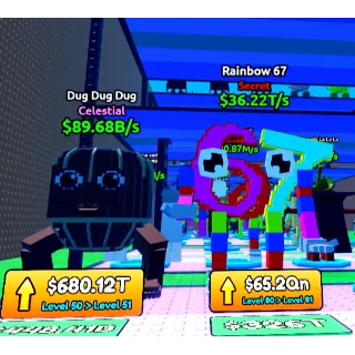 🔥【BUNDLE】💎  Dug Dug Dug Celestial 89.68B /S🏅 Lvl 50 ➕🔥 Rainbow 67  36.22T /S🏅 Lvl 80   ✅Instant delivery