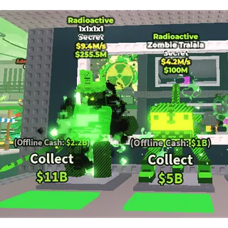 🔥【BUNDLE】: ☢️💚 RadioActive 1x1x1x1 $9.4M/s ➕ 🧟 RadioActive Zombie Tralala 4.2M/S  ✅ instant delivery 