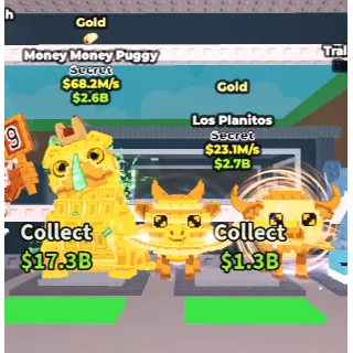 🔥【BUNDLE】💸Gold Money Money Puggy 68.2M/S ➕🐐 Gold Los Planitos 23.1M/S ✅ instant delivery