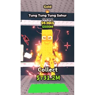 ✅ instant delivery 💛GOLD Tung Tung Tung Sahur $9.3 M/S 🔥 1 Fire Mutation
