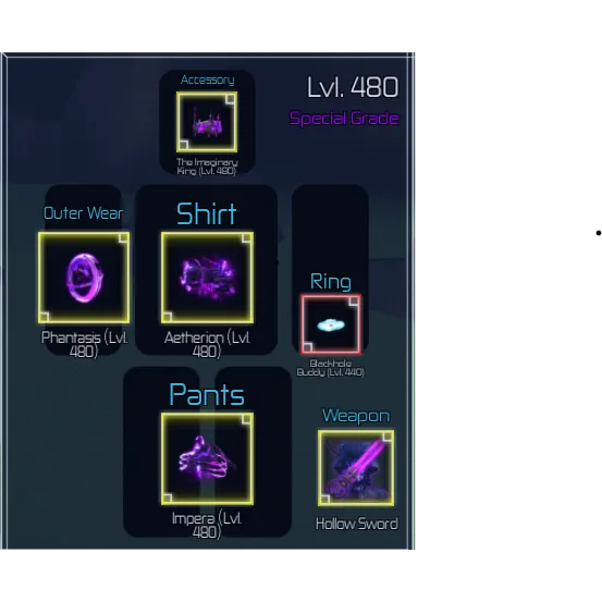 Set Hollow + sword (Full item Calamity) - Jujutsu Infinite Game