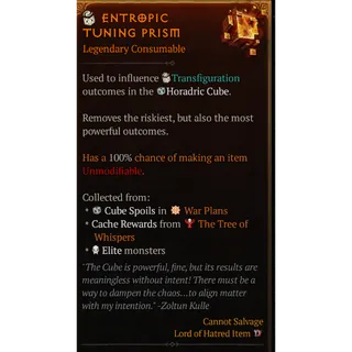  Diablo IV S13- Lord of Hatred ⭐x100 Entropic Tuning Prism