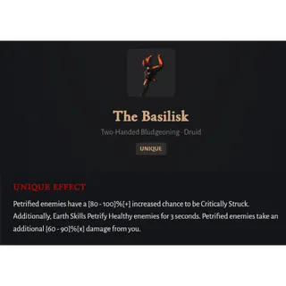 Seasonal Realm Softcore⭐The Basilisk -Two-Handed Bludgeoning · Druid Unique⭐DiabloIV-Diablo 4 