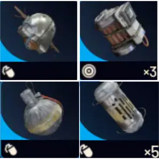 arc raiders :  30 Trigger 'Nade, 30 Heavy Fuze Grenade, 30 Showstopper, 30 Smoke Grenade