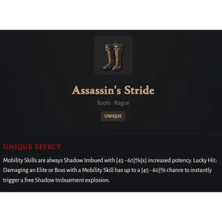 Seasonal Realm Softcore⭐Assassin's Stride -Boots · Rogue Unique⭐DiabloIV-Diablo 4 