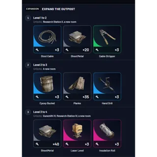 arc raiders:  Expand the Outpost 1-4 all materials