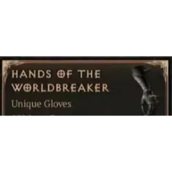  Diablo IV S14: Season of Death Awakening ⭐Hands of the Worldbreaker -Warlock Ancestral Unique Gloves 