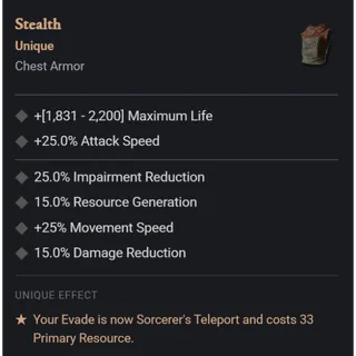 Diablo IV ⭐ Diablo 4-Season - Softcore - unique ⭐Stealth Chest Armor · Chest Armor · Runeword  Unique