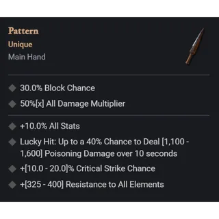 Diablo IV ⭐ Diablo 4-Season - Softcore - unique ⭐Pattern Dagger · Main Hand · Runeword  Unique