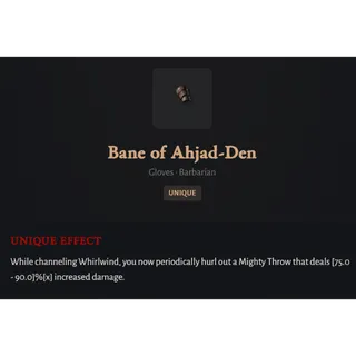 Seasonal Realm Softcore⭐Bane of Ahjad-Den- Gloves · Barbarian Unique⭐DiabloIV-Diablo 4 
