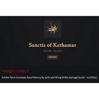 Seasonal Realm Softcore⭐Sanctis of Kethamar - Amulet · Paladin Unique⭐DiabloIV-Diablo 4 