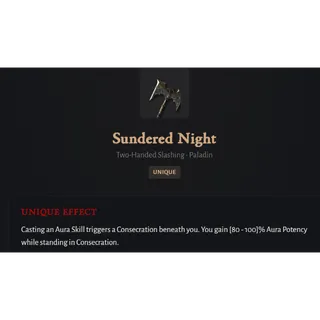 Seasonal Realm Softcore--Sundered Night -Two-Handed Slashing · Paladin Unique⭐DiabloIV-Diablo 4 